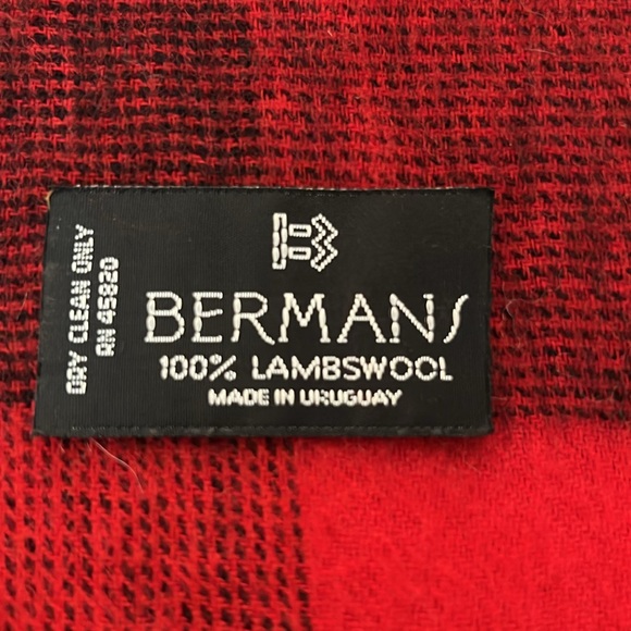Bermans vintage 100% lambswool red plaid scarf.🧣 - Picture 2 of 2
